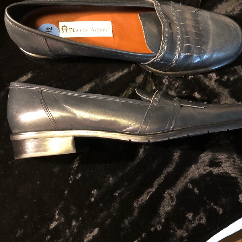Etienne Aigner Womens Karlie leather loafers Navy 7.5 - Picture 4 of 7
